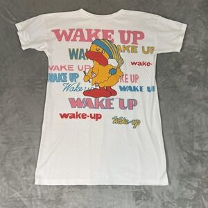 Vintage B.J. Frog Wake Up Duck Shirt Mens Medium White Graphic Cartoon 1987 80s